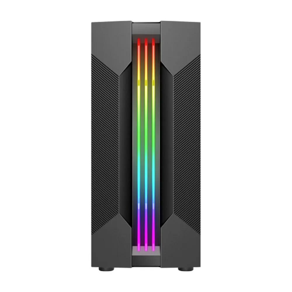 Gabinete Gamer K-Mex Bifrost VI CG-01A9, RGB, Mid Tower, Vidro Temperado, Sem Fonte, Sem Fan, Preto
