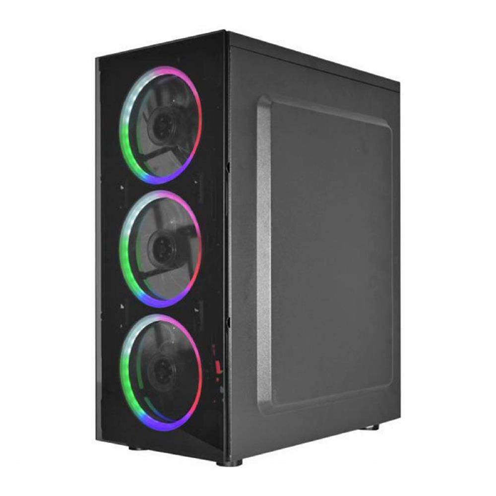 Gabinete Gamer K-Mex Divinus CG-AL10, Rainbow, Mid-Tower, Vidro Temperado, 3 Fans, ATX, mATX, ITX, Preto
