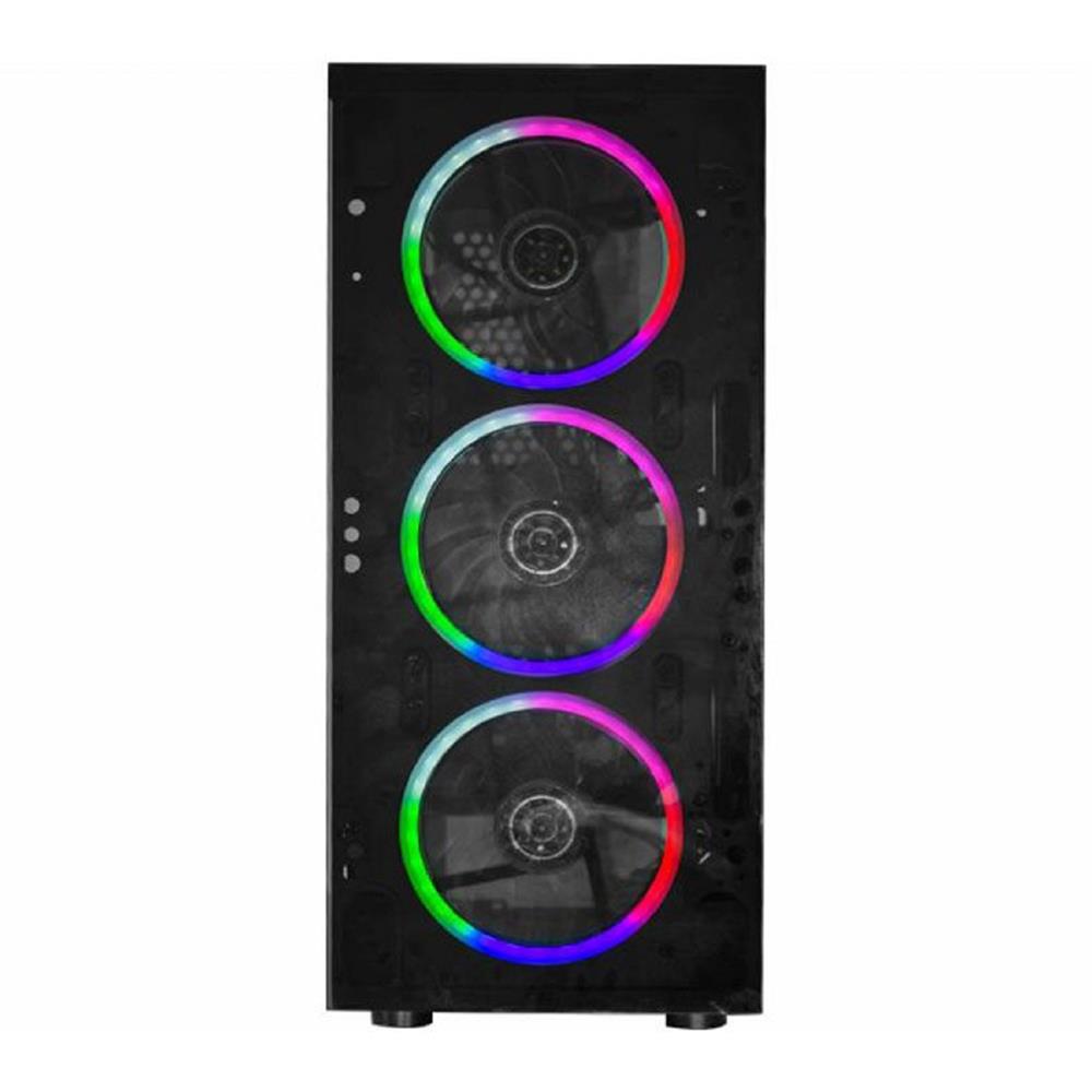 Gabinete Gamer K-Mex Divinus CG-AL10, Rainbow, Mid-Tower, Vidro Temperado, 3 Fans, ATX, mATX, ITX, Preto
