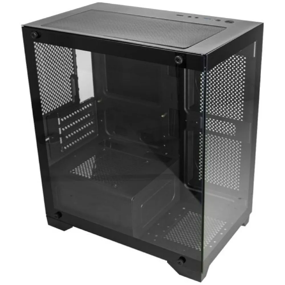 Gabinete Gamer K-Mex Poseidon II, Aquário, CG-01F9, mATX, ITX, Vidro temperado, Sem Fan, Sem Fonte, Preto 