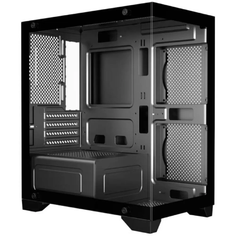 Gabinete Gamer K-Mex Poseidon II, Aquário, CG-01F9, mATX, ITX, Vidro temperado, Sem Fan, Sem Fonte, Preto 