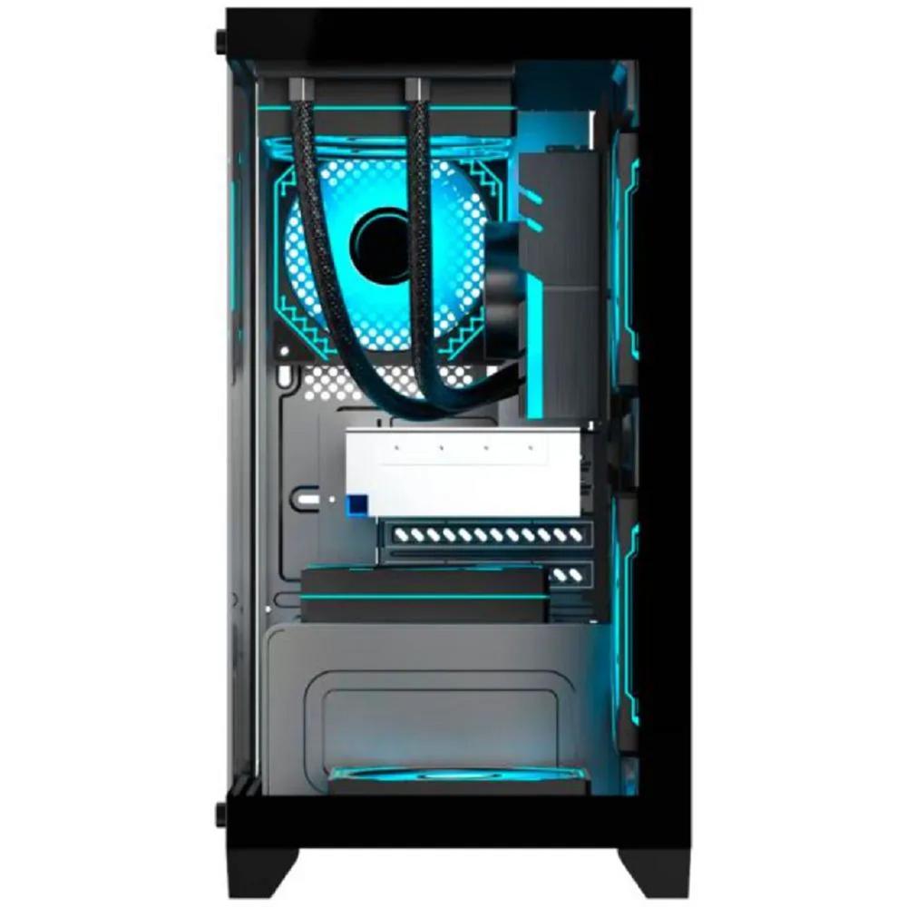Gabinete Gamer K-Mex Poseidon II, Aquário, CG-01F9, mATX, ITX, Vidro temperado, Sem Fan, Sem Fonte, Preto 