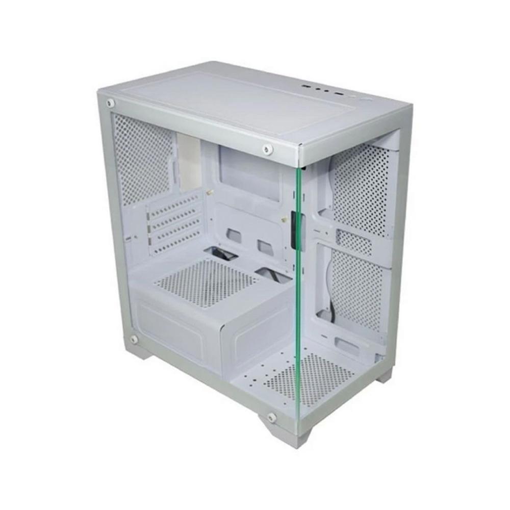 Gabinete Gamer K-MEX Poseidon II White, Aquário, mATX, ITX, Vidro Temperador, Sem Fan, Sem fonte, Branco 