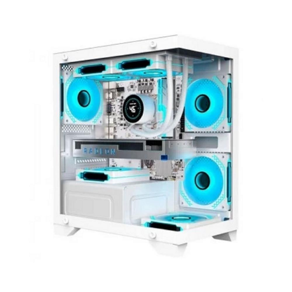 Gabinete Gamer K-MEX Poseidon II White, Aquário, mATX, ITX, Vidro Temperador, Sem Fan, Sem fonte, Branco 