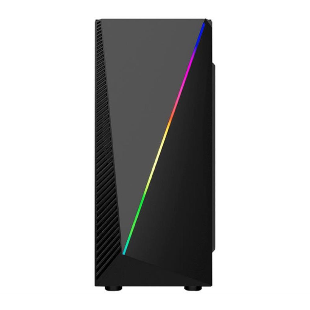 Gabinete Gamer K-Mex Master Yaiba 1 CG-05AA, Rainbow, Mid Tower, Vidro Temperado, Fan 120mm, ATX, mATX, ITX, Preto