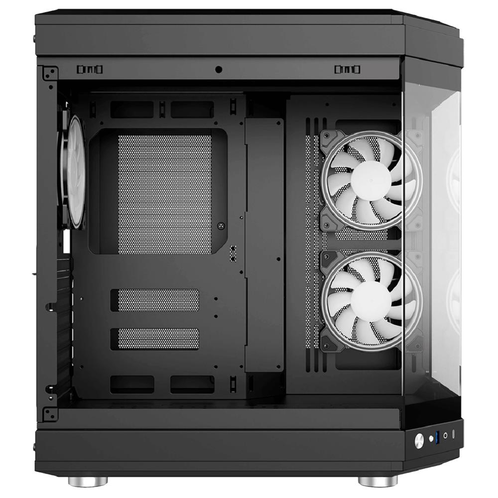 Gabinete Gamer Liketec Unreal Dark, Cube Desing, Mid Tower, Vidro Temperado, Sem Fonte, Sem Fans, Preto