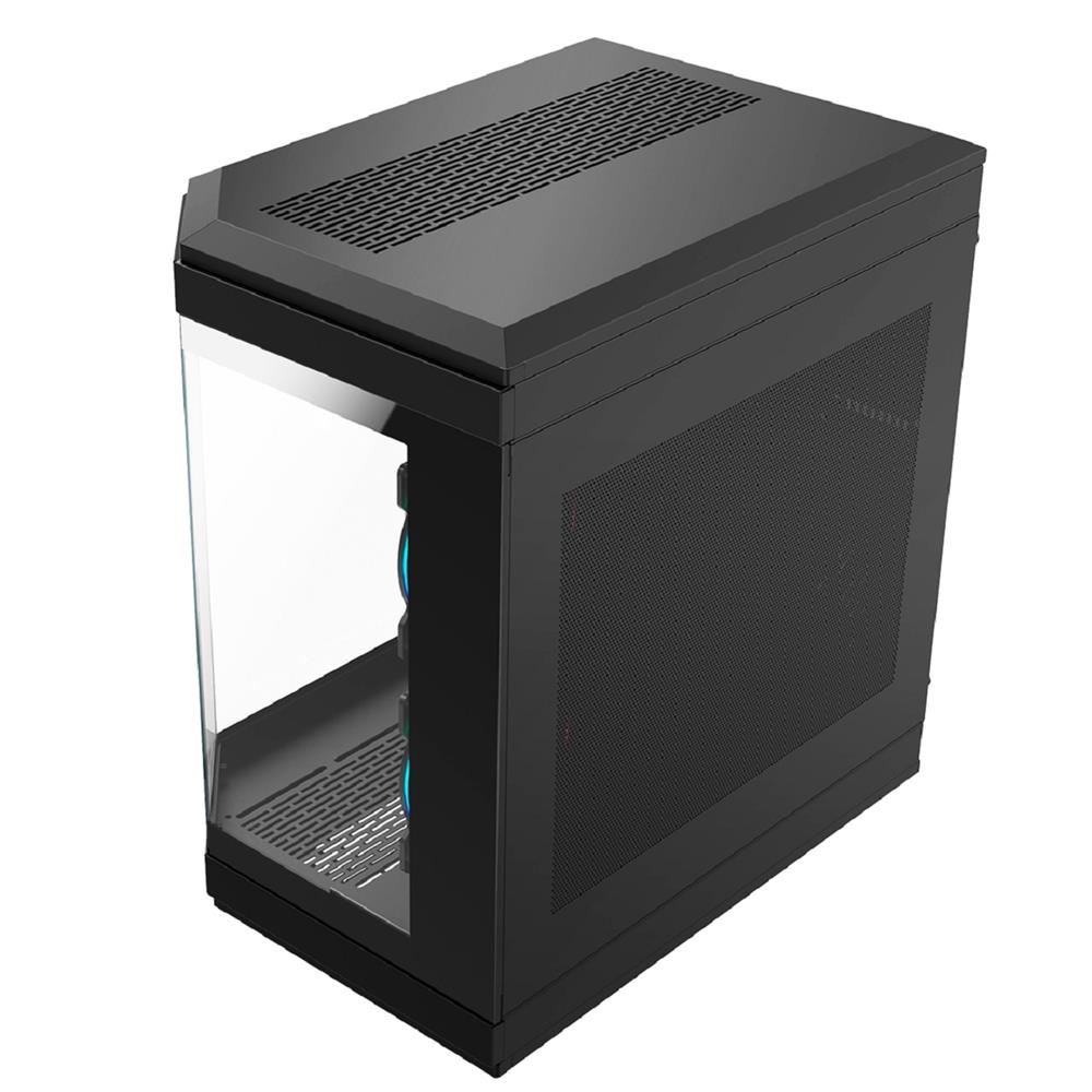 Gabinete Gamer Liketec Unreal Dark, Cube Desing, Mid Tower, Vidro Temperado, Sem Fonte, Sem Fans, Preto