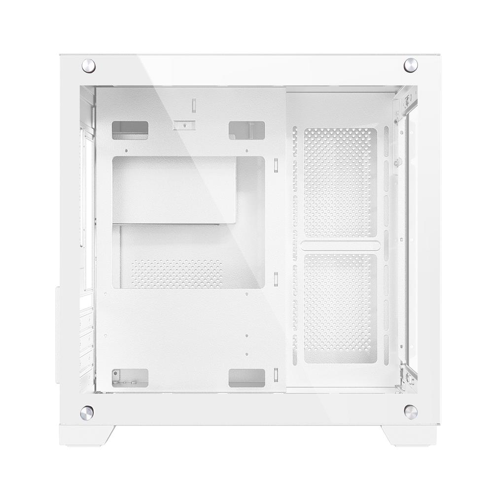 Gabinete Gamer New Hero Majesty, RGB, Mid Tower, Vidro Temperado, Sem Fonte, Sem Fan, Branco