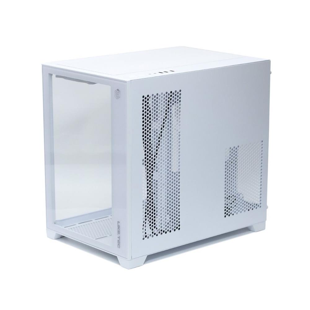 Gabinete Gamer Liketec Cube Kirra Snow, RGB, Mid Tower, Vidro Temperado, mATX, Branco, Sem Fonte, Com 4 Fans