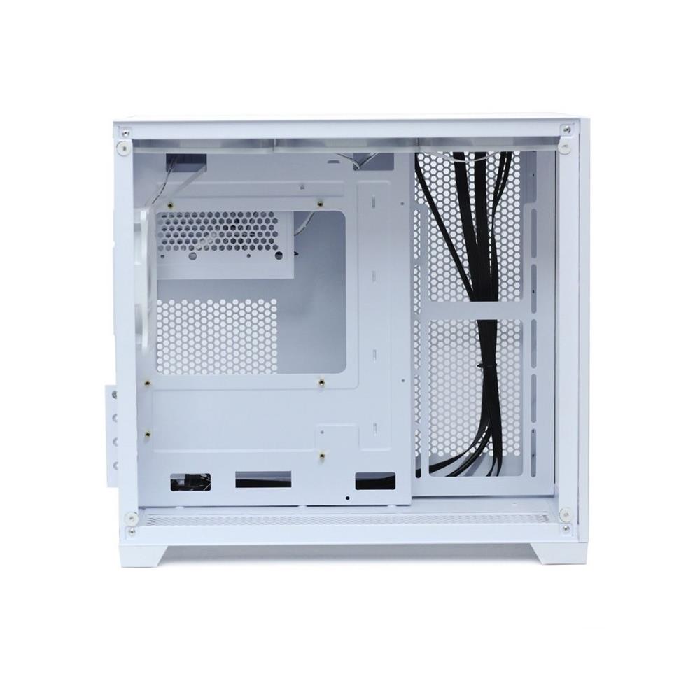 Gabinete Gamer Liketec Cube Kirra Snow, RGB, Mid Tower, Vidro Temperado, mATX, Branco, Sem Fonte, Com 4 Fans