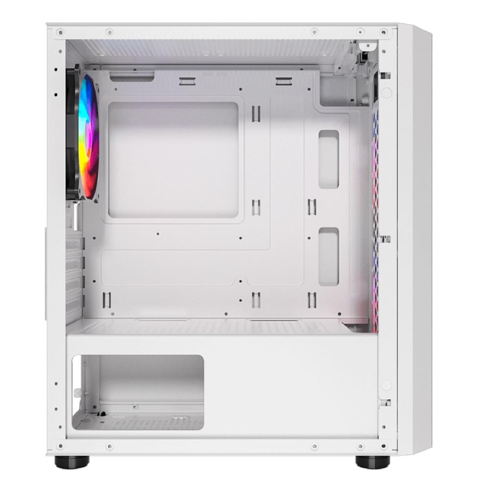 Gabinete Gamer Liketec Revolution Snow, Mid Tower, Vidro Temperado, Sem Fonte, Com 3 Fans RGB, Branco