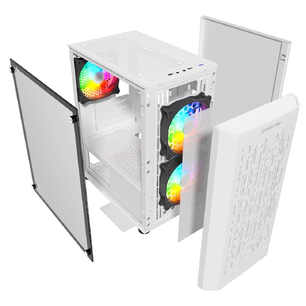 Gabinete Gamer Liketec Revolution Snow, Mid Tower, Vidro Temperado, Sem Fonte, Com 3 Fans RGB, Branco