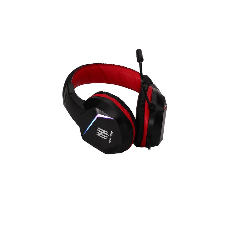 Headset Gamer New Hero Ultron, Rainbow, 3.5mm, Drivers de 40mm, Múltiplas Plataformas, Preto e Vermelho