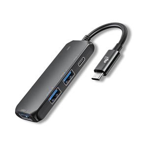 Adaptador Hub , USB Tipo-C 4 em 1 , 2 Portas USB 3.0 , 1 Porta HDMI 4K , 1 Porta Tipo-C Power Delivery , Cinza