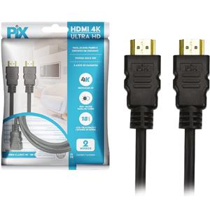 Cabo HDMI 2.0 4K Hdr 19P 2 Metros Pontas Gold 24k PIX 