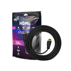 Cabo HDMI 2.0 ELG HD4K100 , 10 m , 4K , 60 Hz , Preto