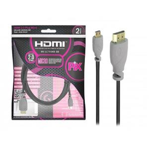 Cabo Micro HDMI x HDMI Pix , 2M , 2.0 , Ultra HD 4K 3D-018-9410
