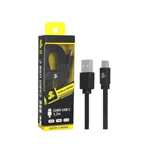 Cabo USB Tipo C para USB-A 3.0 5Gbps 1,2m Preto 018-0038 Carregamento , Preto