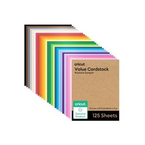 Cricut Cartolina Value -  Arco-íris , Pacote Econômico com 125 unidades de 21,6 cm x 27,9 cm. Perfeito para personalizar caixas , criar decora