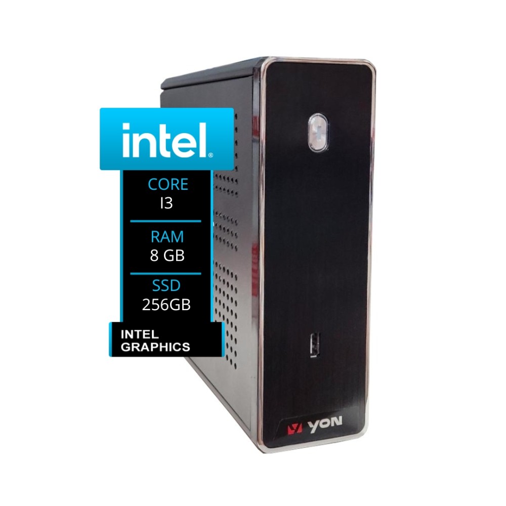 Computador Mini PC YON Intel Core i3-12100 8GB DDR4 SSD NVMe 256GB Mini ITX , Preto