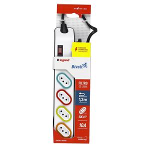 Filtro de Linha Legrand 4 Tomadas 2P+T 10A 1,3 Metros Bivolt