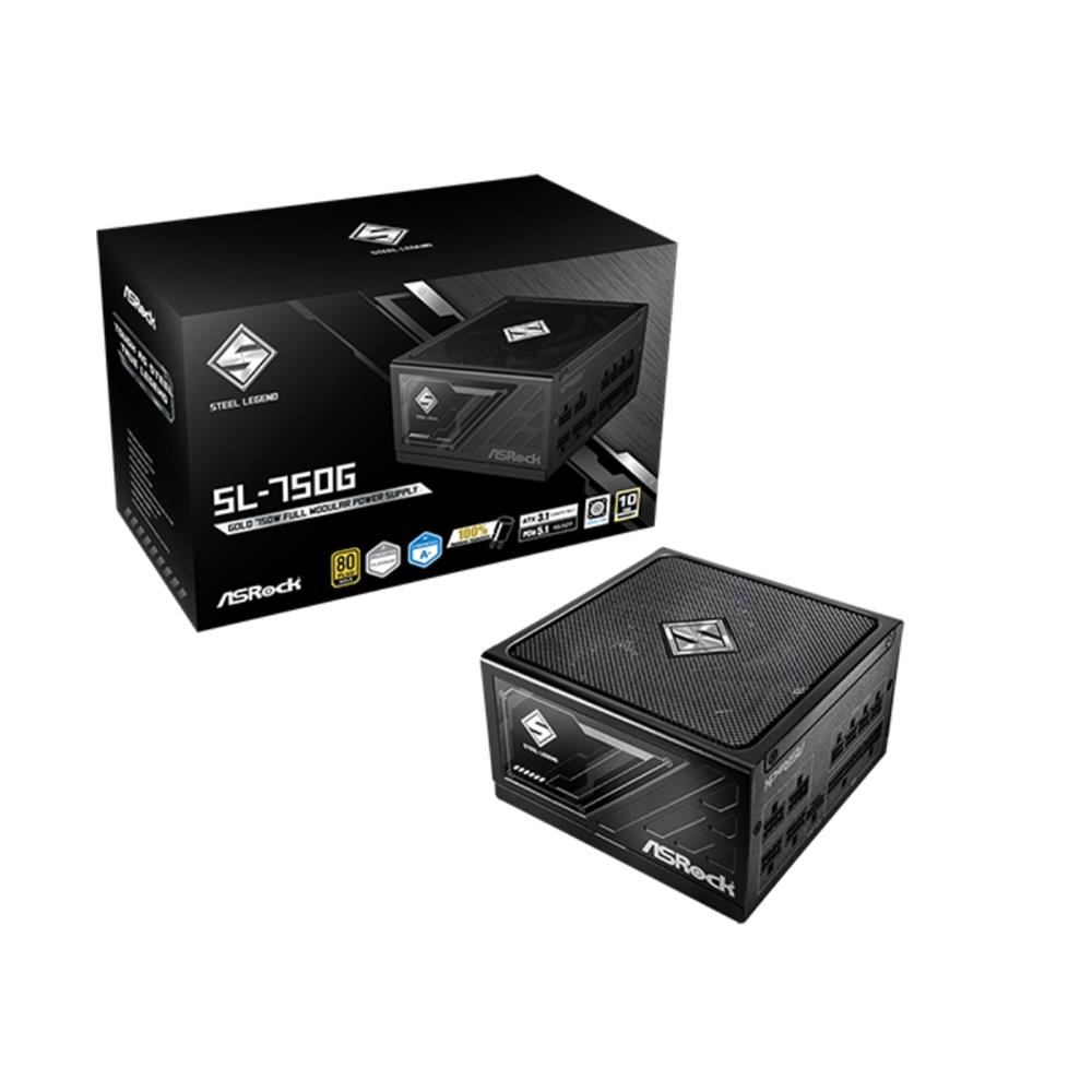 Fonte ASRock Steel Legend SL-750G , 750W , 80 Plus Gold , ATX 3.1 , PCIe 5.1 , Full Modular