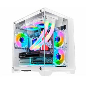 Gabinete Gamer K-Mex Space Aqua CG-W1KN , Mini Tower , Vidro Temperado , Sem fonte , Sem Fan , Branco