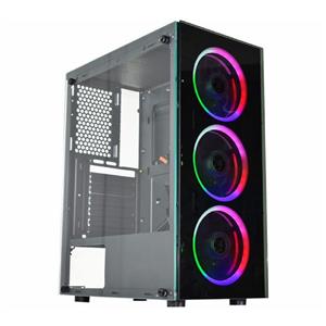 Gabinete Gamer K-Mex Divinus CG-AL10 , Rainbow , Mid-Tower , Vidro Temperado , 3 Fans , ATX , mATX , ITX , Preto
