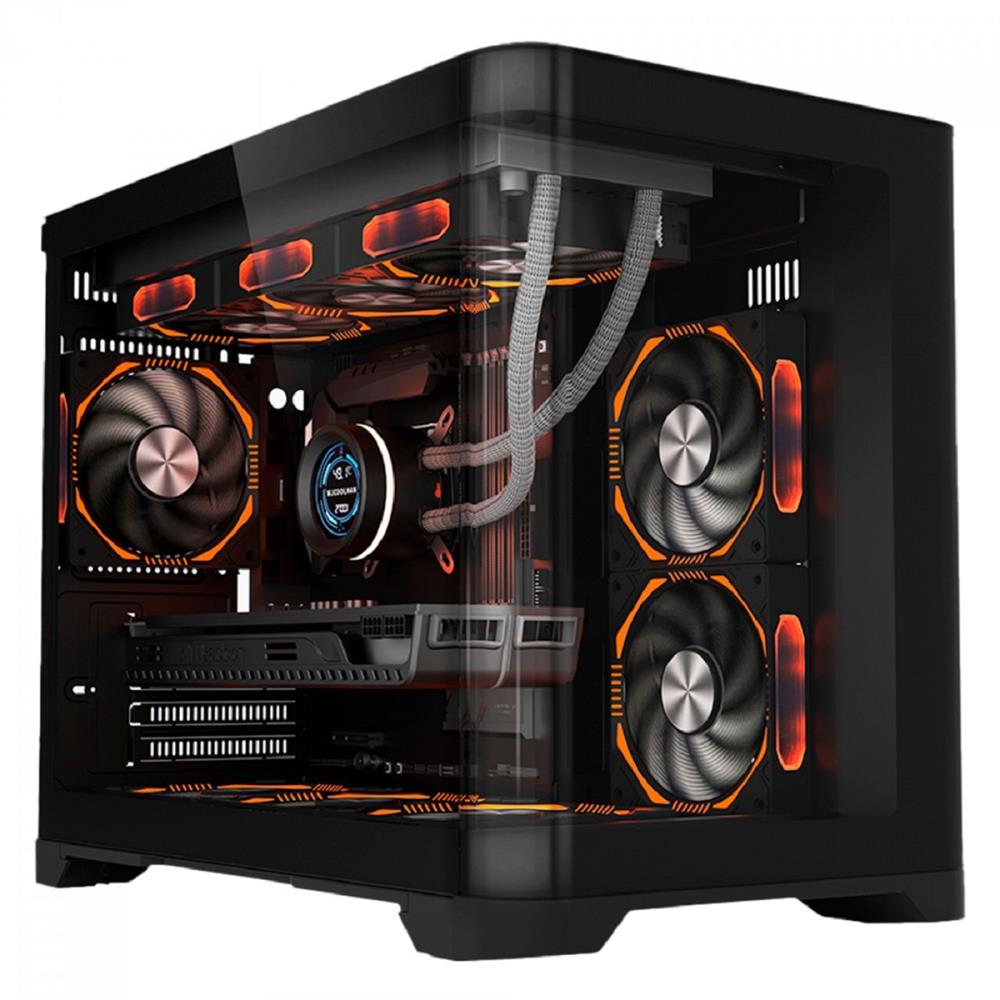 Gabinete Gamer Liketec Madness , Cube Design , Mid Tower , Vidro Temperado , M-ATX , Black