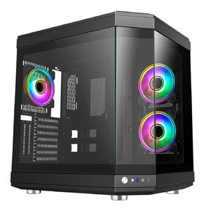 Gabinete Gamer Liketec Unreal Dark, Cube Desing, Mid Tower, Vidro Temperado, Sem Fonte, Sem Fans, Preto