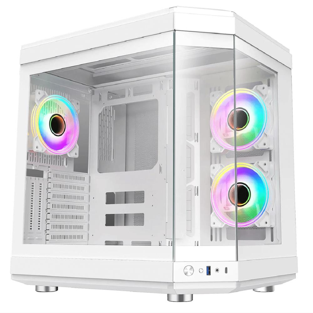 Gabinete Gamer Liketec Unreal Snow , Cube Design , Mid Tower , Vidro Temperado , E-ATX , White