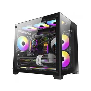 Gabinete Gamer Liketec Cube Kirra , RGB , Mid Tower , Vidro Temperado , MATX , Black , Sem Fonte , Com 4 Fans