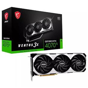 Placa de Vídeo MSI GeForce RTX 4070 Ti Ventus 3X OC , 12GB , GDDR6X , 192-Bit , Prata e Preto