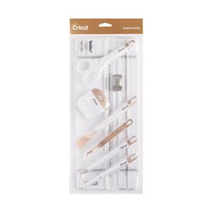 Kit de Ferramentas Essenciais e Guilhotina Cricut Champagne.
