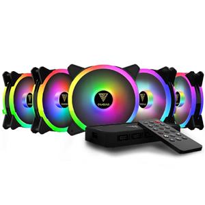 Kit Fan com 5 Unidades Gamdias Aeolus M2-1205R , RGB , 120mm , com Controlador , Preto
