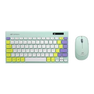 Kit Teclado + Mouse Sem Fio K-W71GN Verde TKL C3Tech
