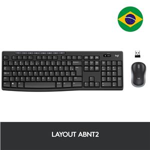 Kit Teclado e Mouse Sem Fio Logitech MK270 Multimídia , ABNT2 , Preto