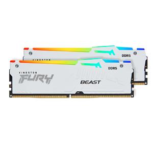 Memória DDR5 Kingston Fury Beast RGB , 32GB (2x 16GB) , 6000MHz , Branco
