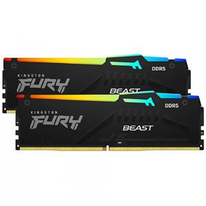 Memória DDR5 Kingston Fury Beast, RGB, 16GB (2x 8GB), 5600MHz, Preto
