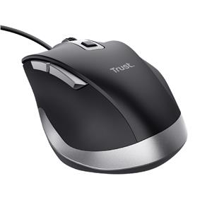 Mouse com Fio Trust Fyda , USB 2.0 , 6 Botões , Ergonômico , Preto
