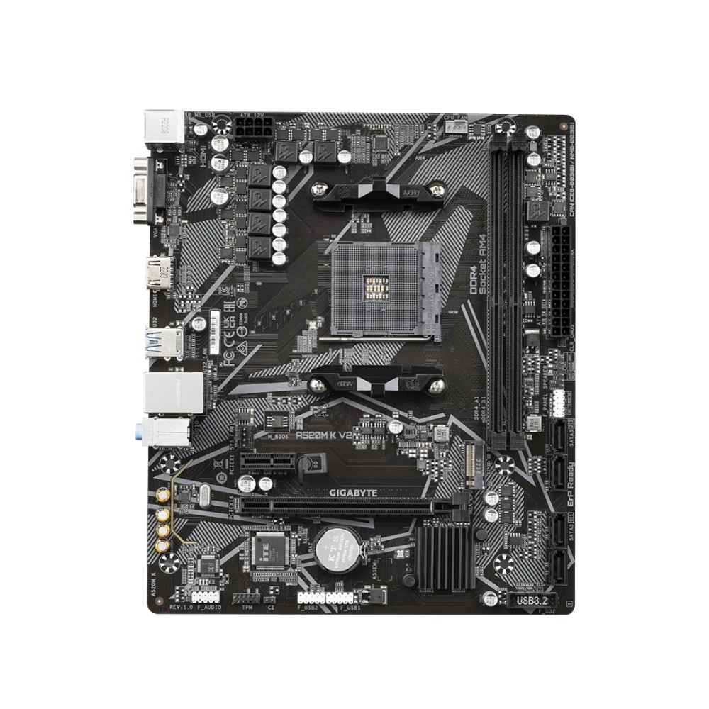 OPENBOX Placa-Mãe Gigabyte A520M K V2 , AMD AM4 , Micro ATX , DDR4 , PCIe 3.0 , M.2