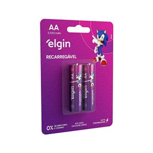 Pilha Recarregável Elgin 2700mAh , Tipo AA , 2700mAh , Kit Com 2 Unidades
