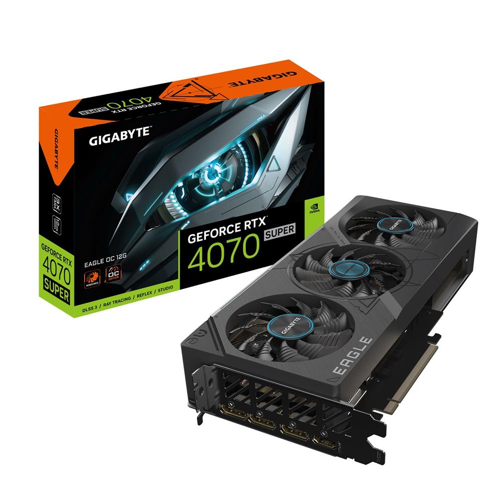 Placa de Vídeo Gigabyte GeForce RTX 4070 Super Eagle OC , 12GB , GDDR6X , 192-Bit , RGB , Preto