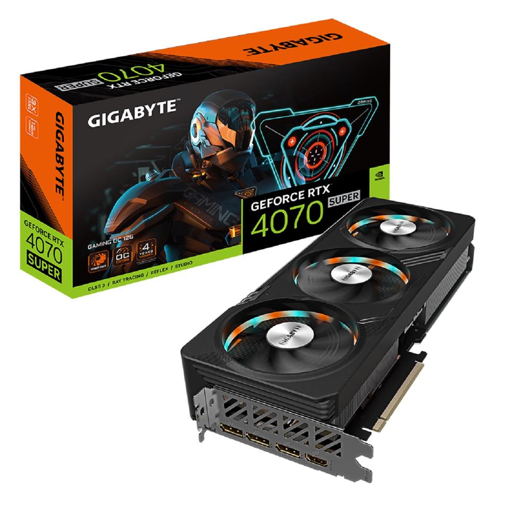 Placa de Vídeo Gigabyte GeForce RTX 4070 Super OC , 12GB , GDDR6X , 192-Bit , RGB , Preto