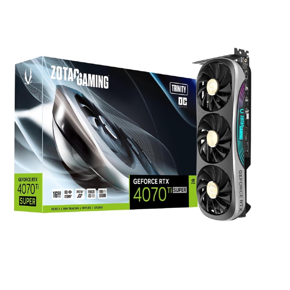 Placa de Vídeo Zotac RTX 4070 Ti SUPER Trinity OC , 16GB , GDDR6X , 256 Bit - ZT-D40730J-10P