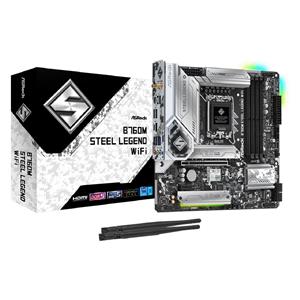 Placa Mãe ASRock B760M Steel Legend WiFi , Chipset B760 , Intel LGA 1700 , mATX , DDR5