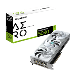Placa de Vìdeo Gigabyte GeForce RTX 5080 Aero OC , 16GB , GDDR7 , DLSS4 , 256 bit , 7680x4320 , PCIe , Cinza 