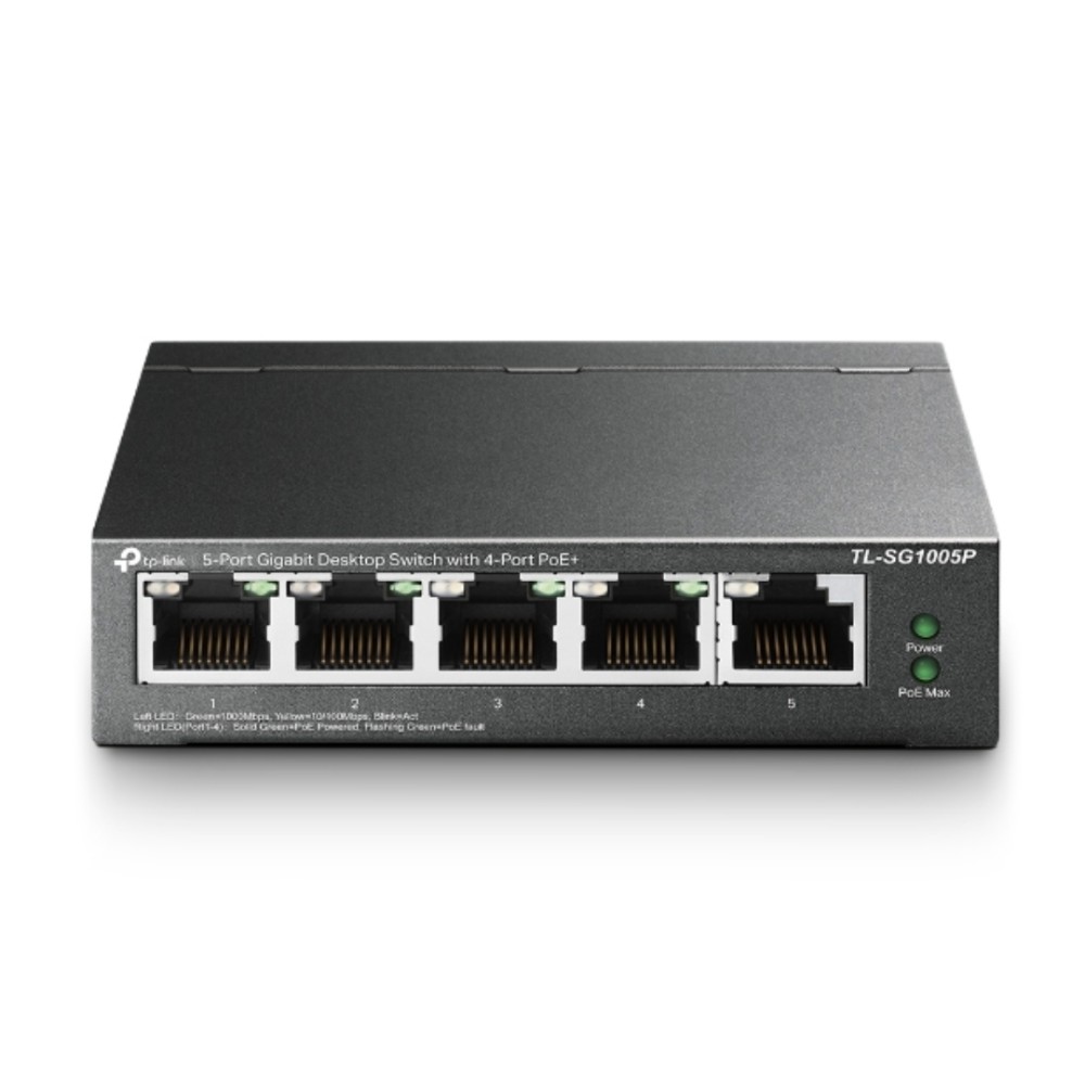 Switch TP-Link TL-SG1005P , 5 Portas Gigabit , 4 Portas PoE+ , 65W , Não Gerenciável