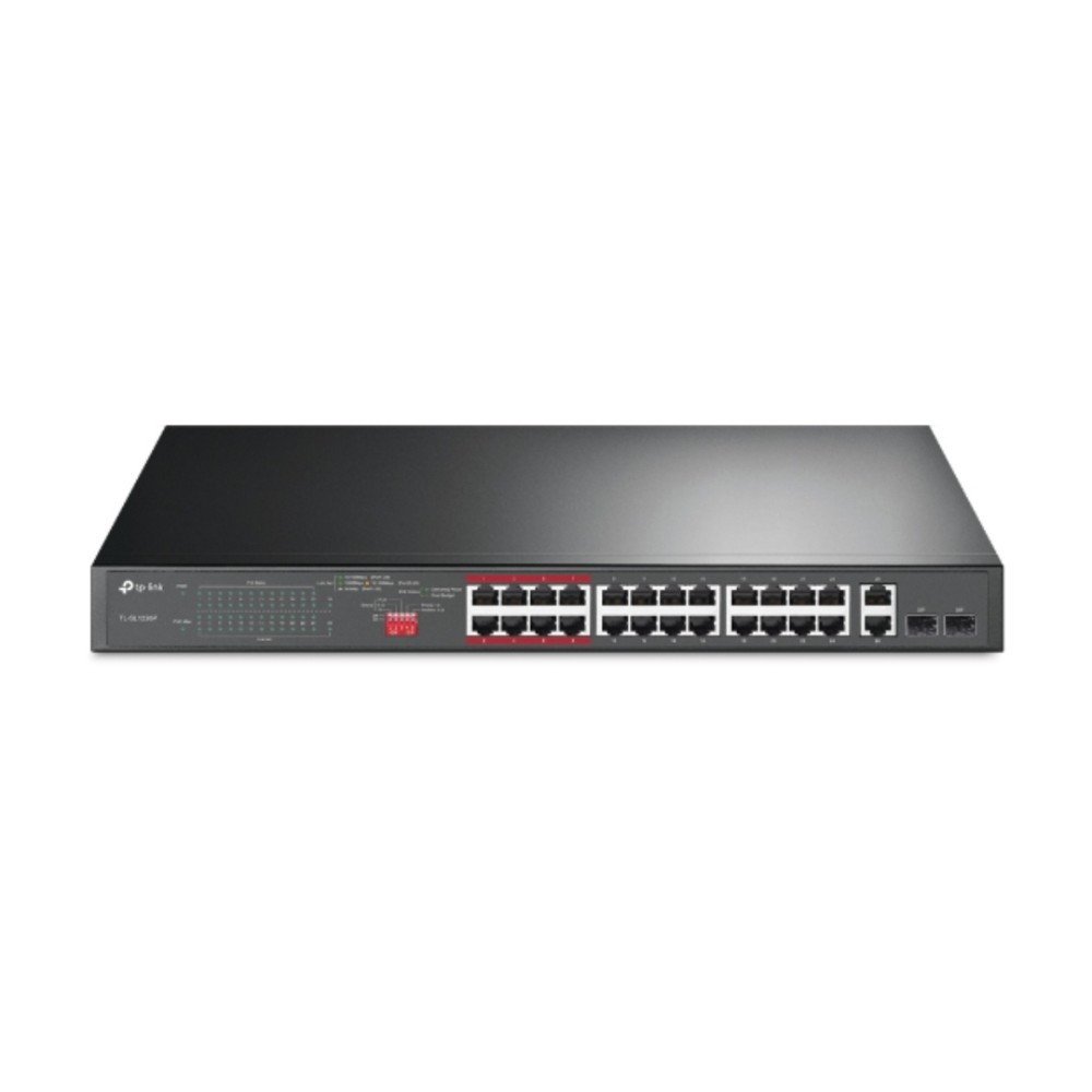 Switch TP-Link TL-SL1226P , 24 Portas PoE+ Fast Ethernet , 2 Portas Gigabit , 2 Slots SFP Combo , 250W