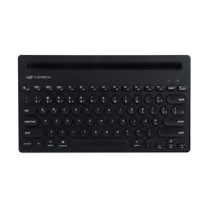 Teclado Sem Fio C3Tech Multi-Device K-BT200BK , Bluetooth , com Suporte , ABNT2 , Preto